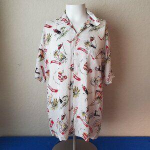 VTG Retro 90's Guess rayon Hawaiian button up Large shirt